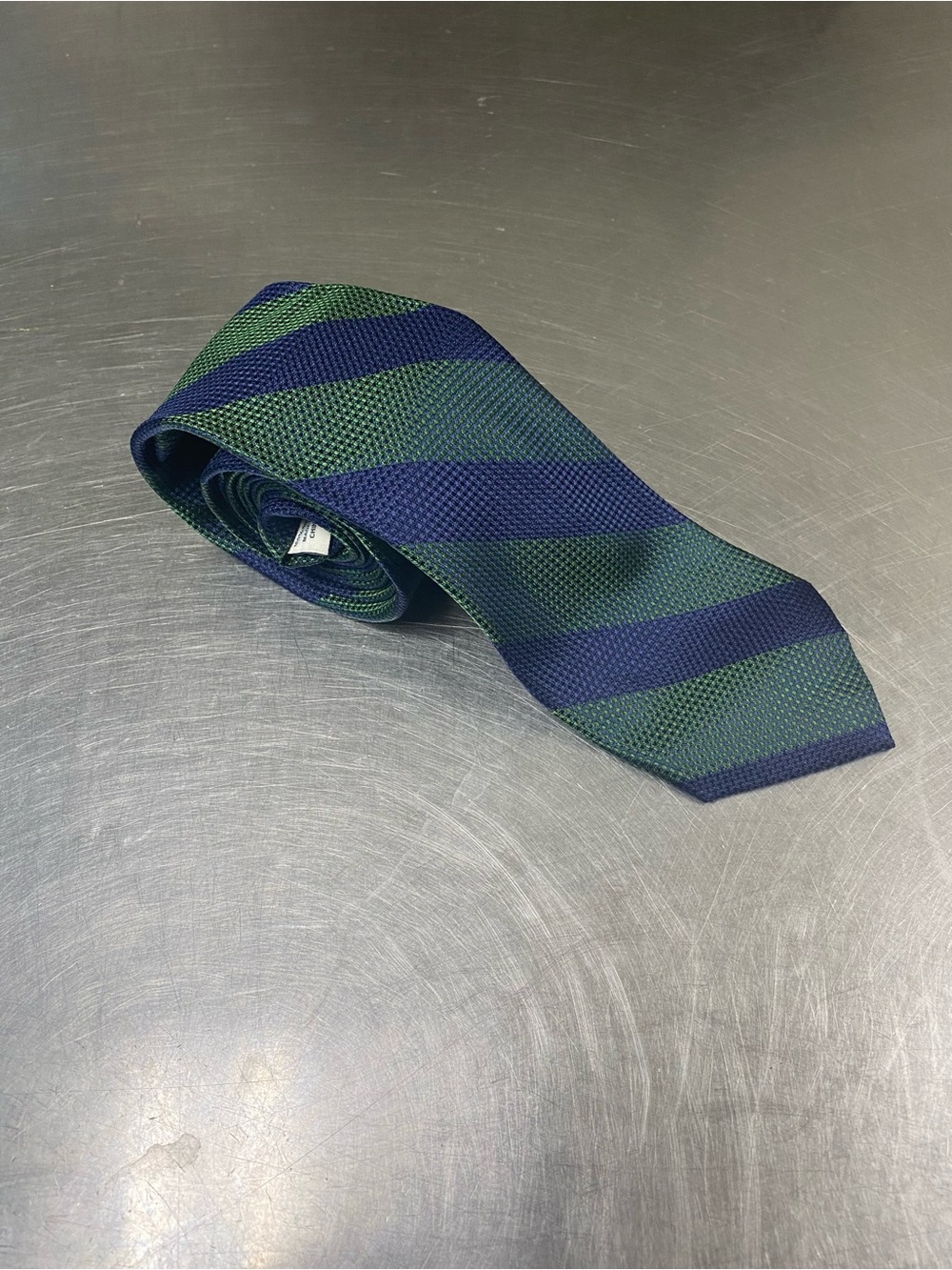 Jos. A. Bank Green and Navy Striped Knit Tie